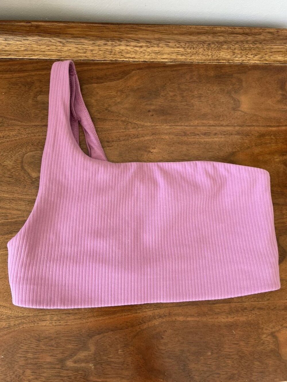 Lululemon Ribbed Nulu Asymmetrical Yoga Bra Size 4 Light Support Purple Mauve